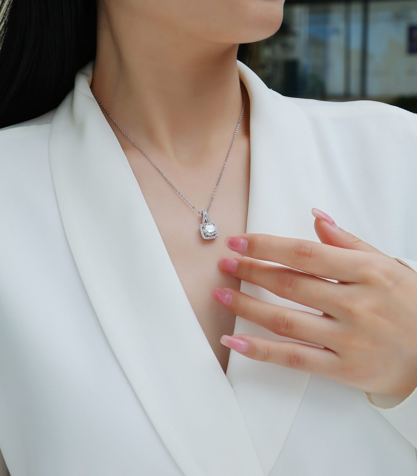 Celestial Cube – Moissanite Silver & Platinum Pendant