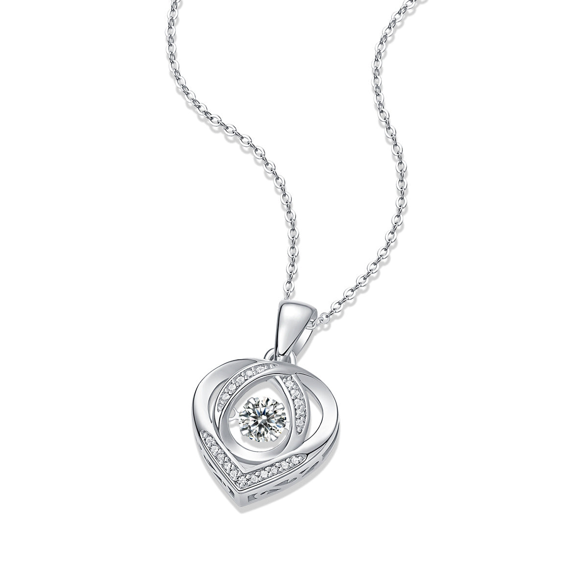 Eternal Heart – Silver Moissanite Pendant Necklace
