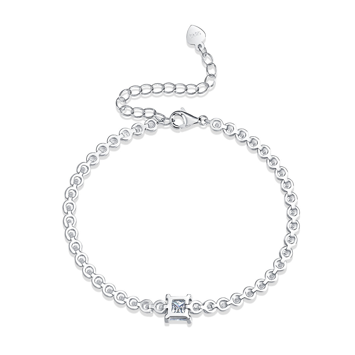 Starlit Prism – Moissanite Silver Bracelet