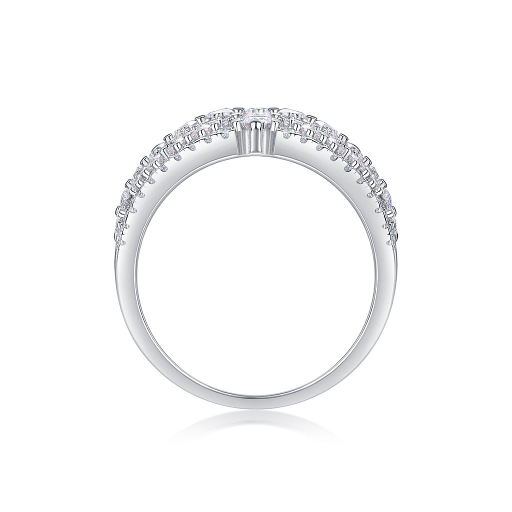 Radiant Cascade – Moissanite Silver Ring