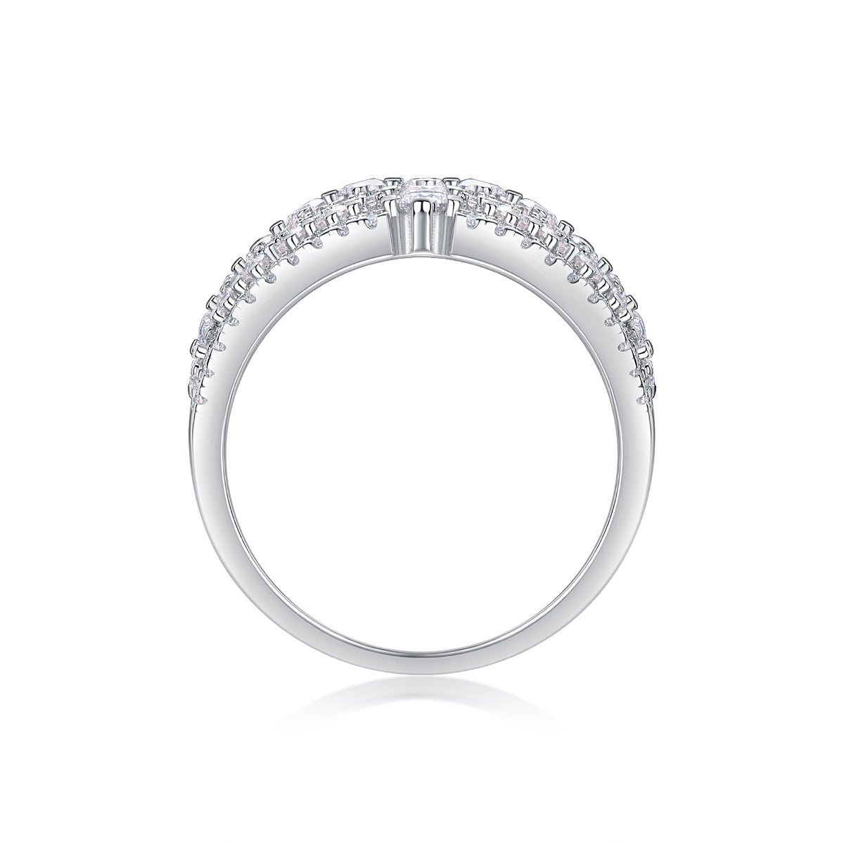 Radiant Cascade – Moissanite Silver Ring