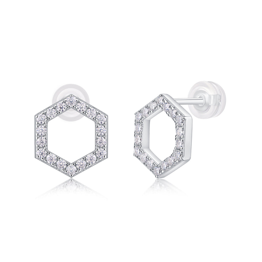 Future Glow – Moissanite Silver Stud Earrings
