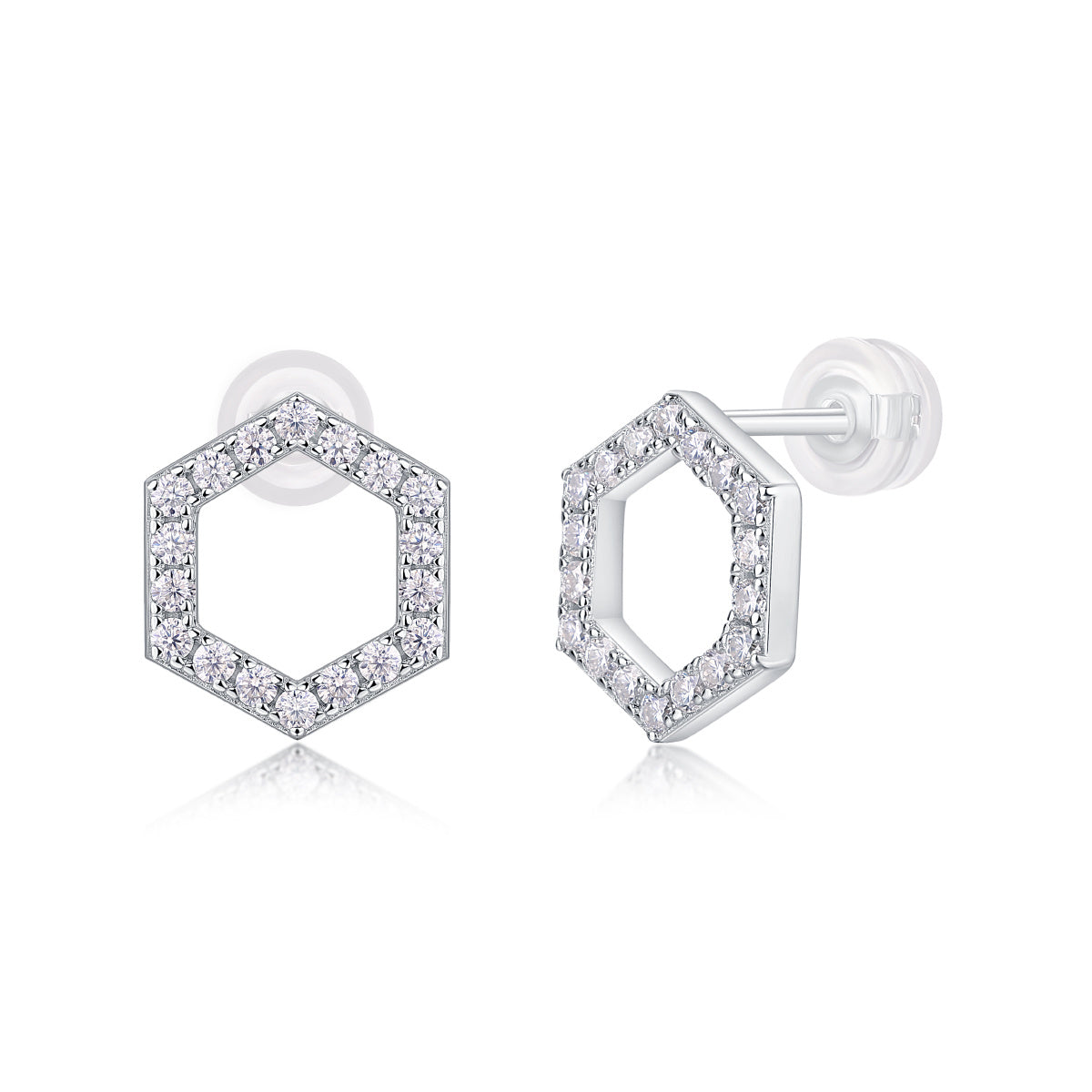 Future Glow – Moissanite Silver Stud Earrings