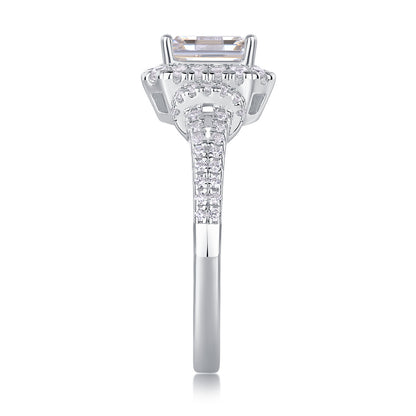 Luminous Cube – Moissanite Silver Ring