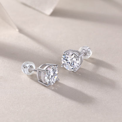 Timeless Spark – Moissanite Silver Stud Earrings
