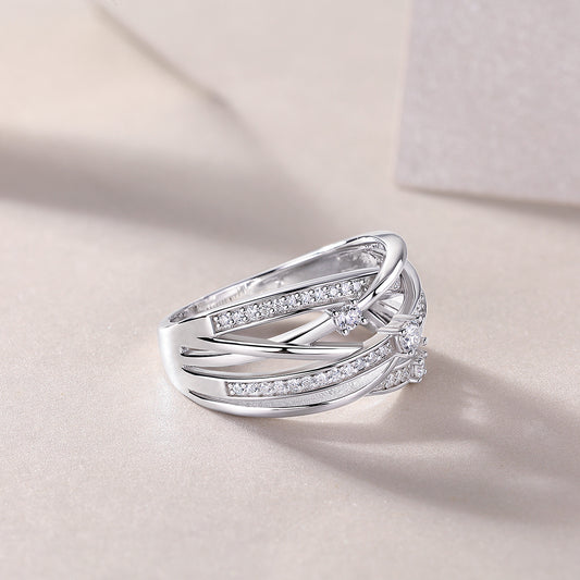 Celestial Glow – Moissanite Silver Ring
