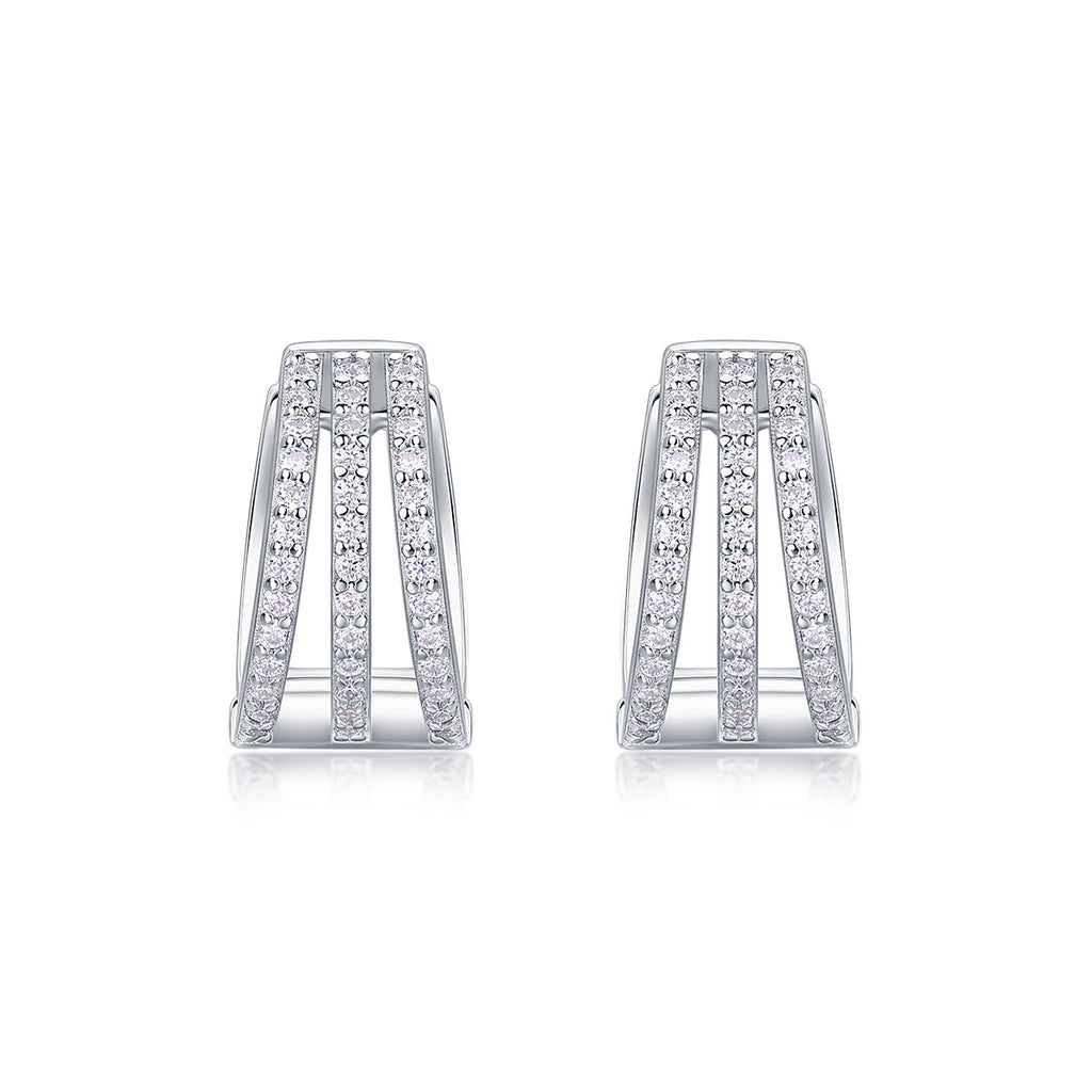 Eternal Parade – Moissanite Silver Stud Earrings