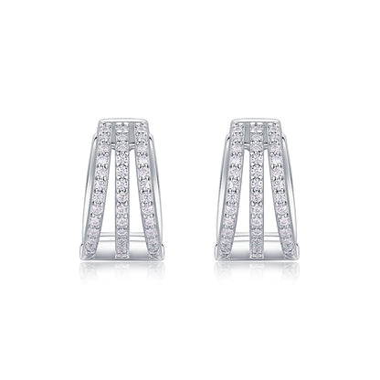Eternal Parade – Moissanite Silver Stud Earrings