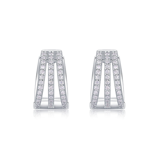 Eternal Parade – Moissanite Silver Stud Earrings