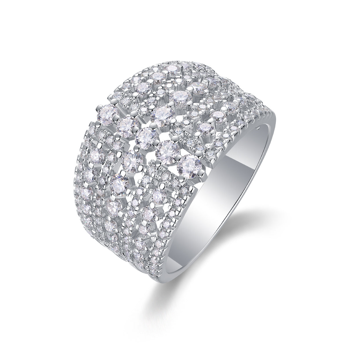 Radiant Cascade – Moissanite Silver Ring