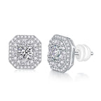 Radiant Luxe – Moissanite Silver Stud Earrings