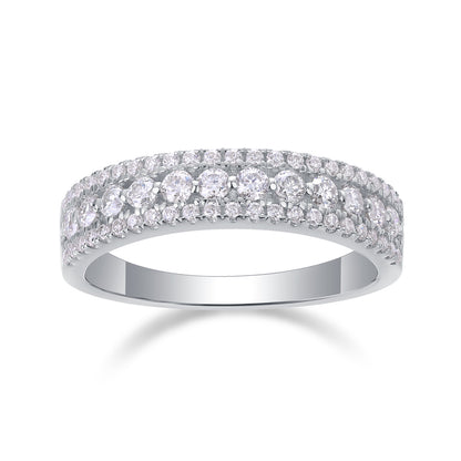 Radiant Waves – Multi-Row Moissanite Silver Ring