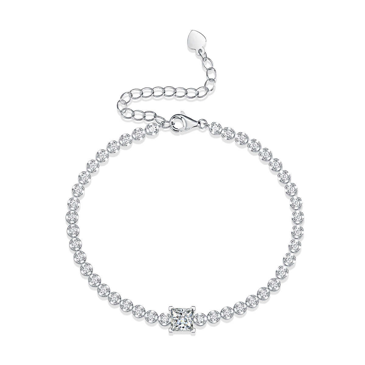 Starlit Prism – Moissanite Silver Bracelet