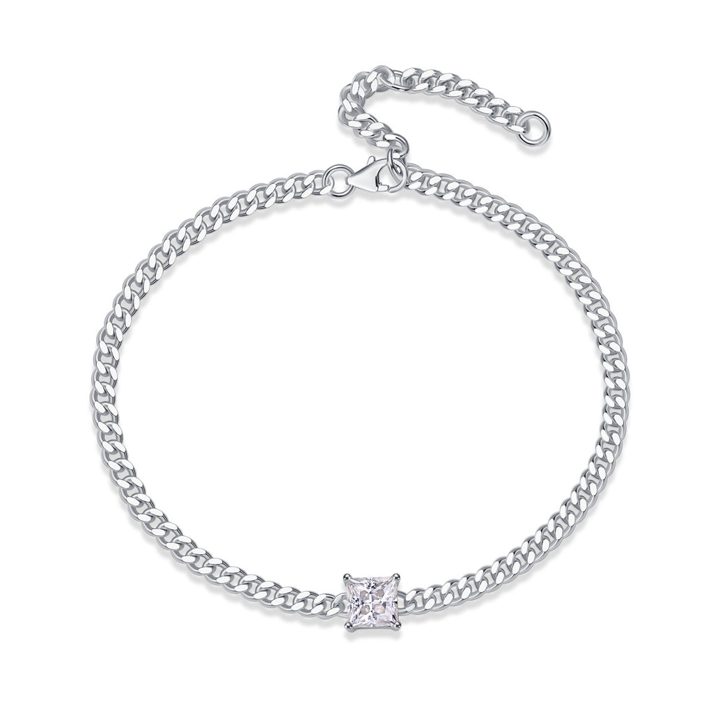 Steadfast Glow – Silver Moissanite Bracelet