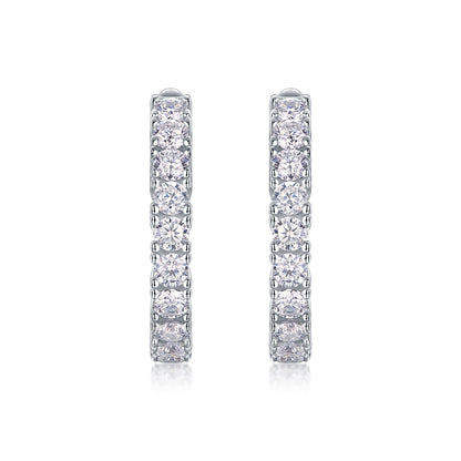 Radiant Compass – Moissanite Silver Stud Earrings