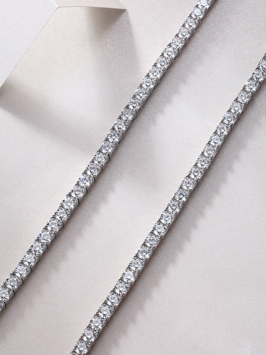 Celestial Stream – Silver Moissanite Necklace