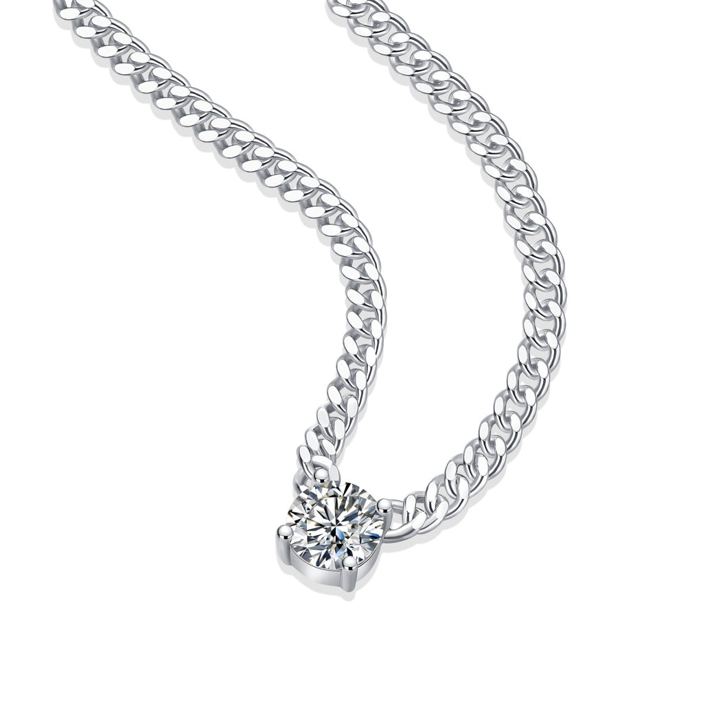 Golden Horizon – Moissanite Silver Cuban Necklace