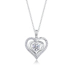 Heart-to-heart Connection - A Fashionable And Luxurious Diamond Jewelry Pendant Set With 1-carat Moissan Diamond S925 Sterling Silver And Platinum Plating