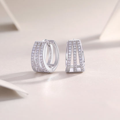 Eternal Parade – Moissanite Silver Stud Earrings