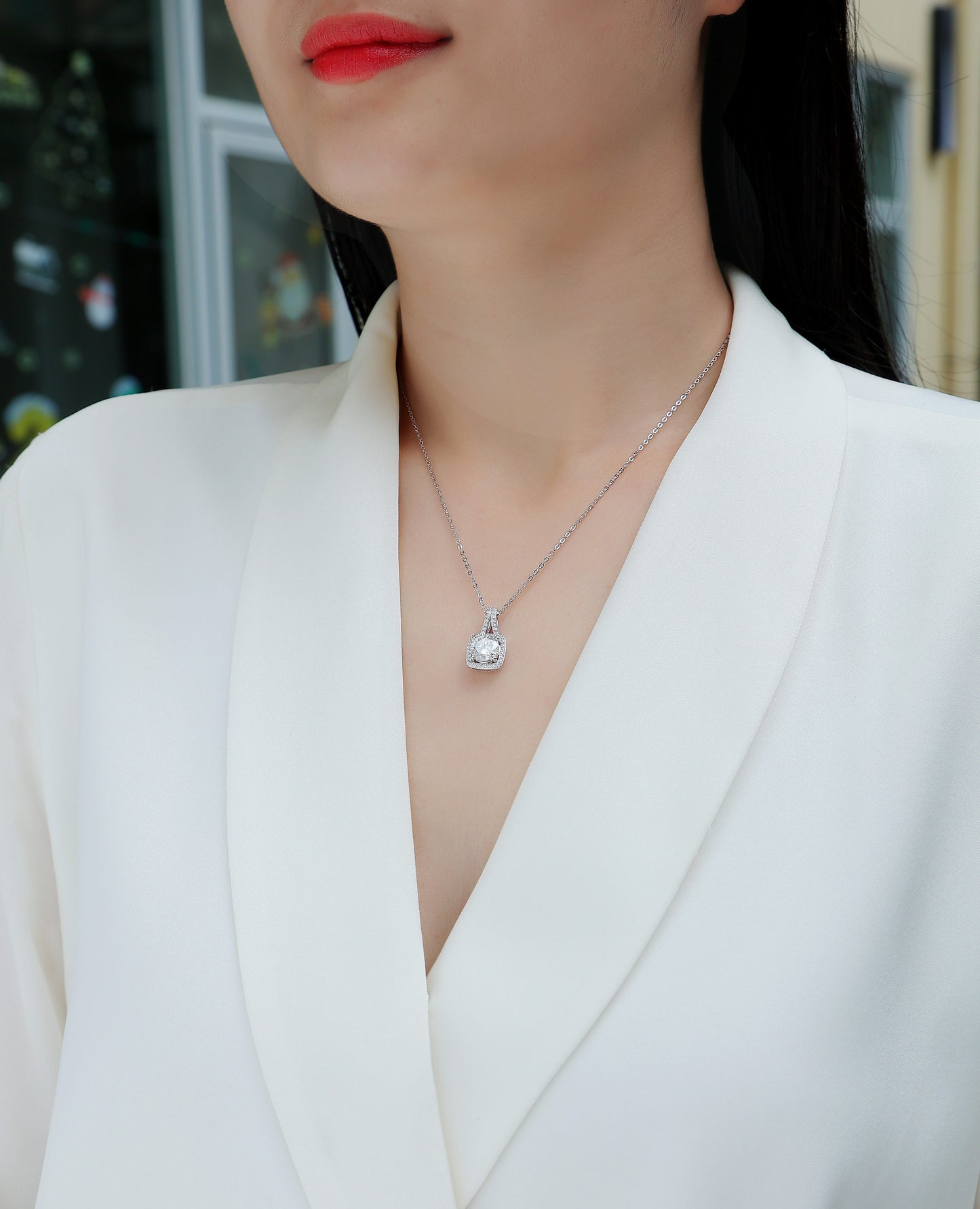 Celestial Cube – Moissanite Silver & Platinum Pendant