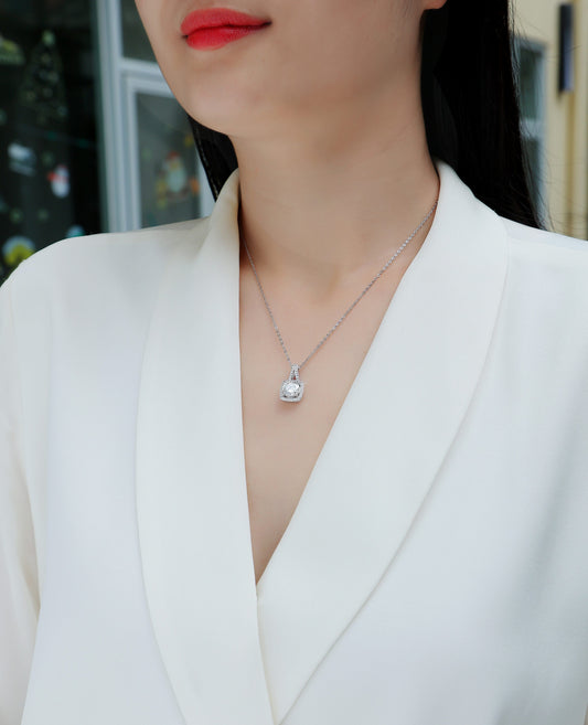 Celestial Cube – Moissanite Silver & Platinum Pendant
