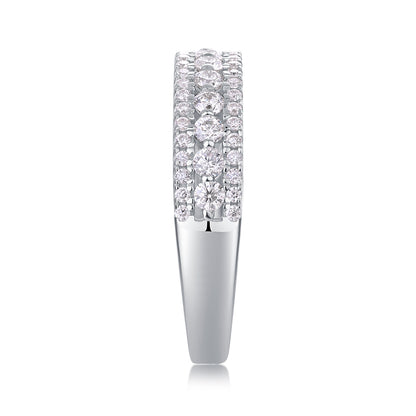 Radiant Waves – Multi-Row Moissanite Silver Ring