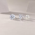 Timeless Spark – Moissanite Silver Stud Earrings