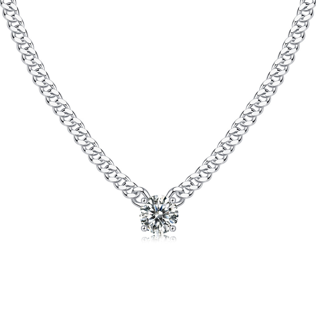 Golden Horizon – Moissanite Silver Cuban Necklace