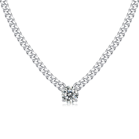 Golden Horizon – Moissanite Silver Cuban Necklace