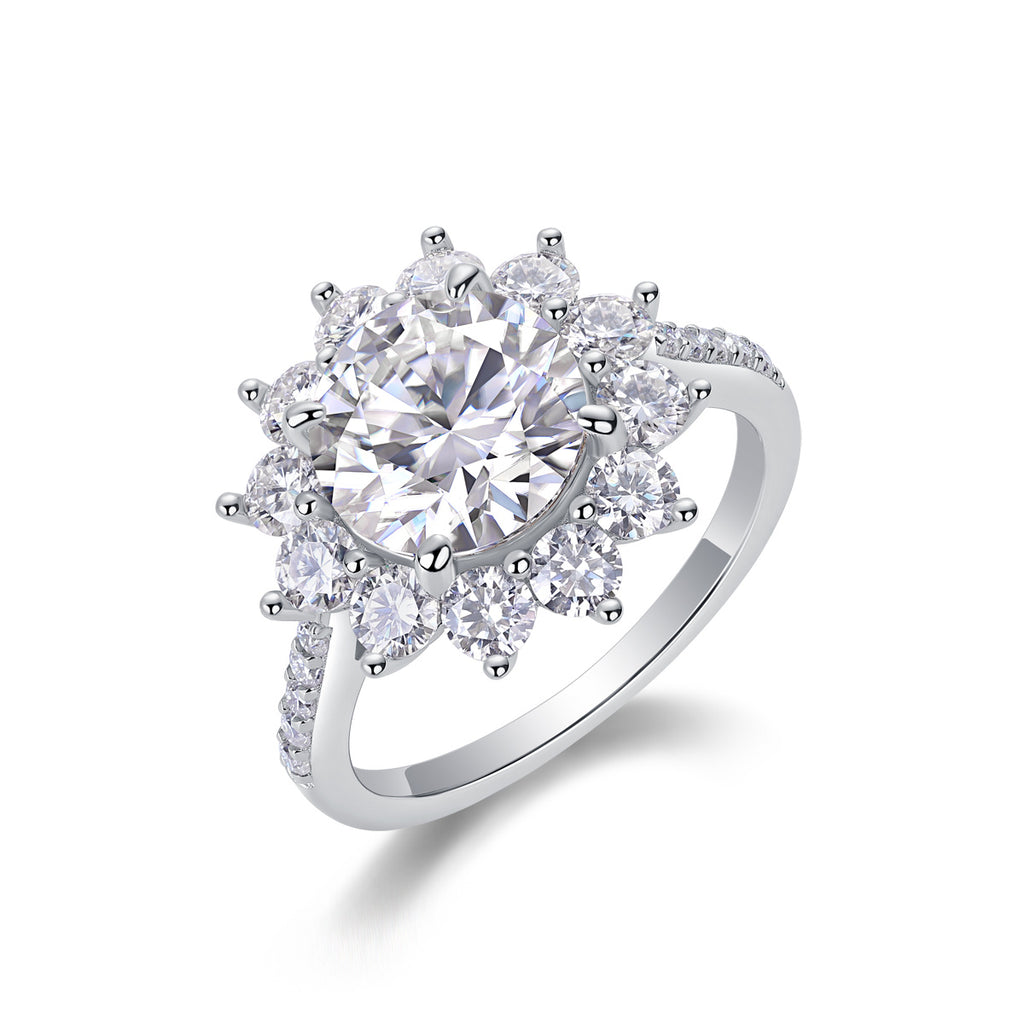 Sunflower  - Moissanite Silver Ring