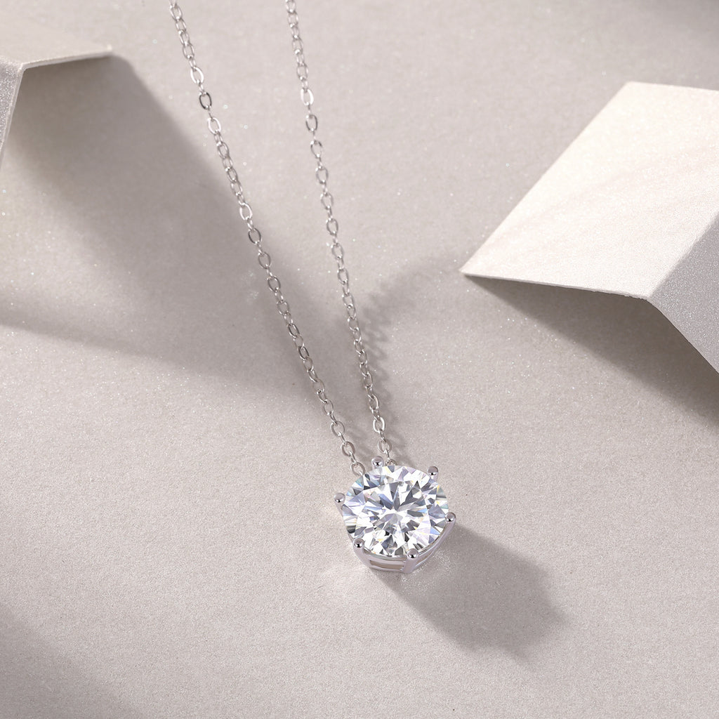 Twilight Blossom – Silver Moissanite Pendant Necklace