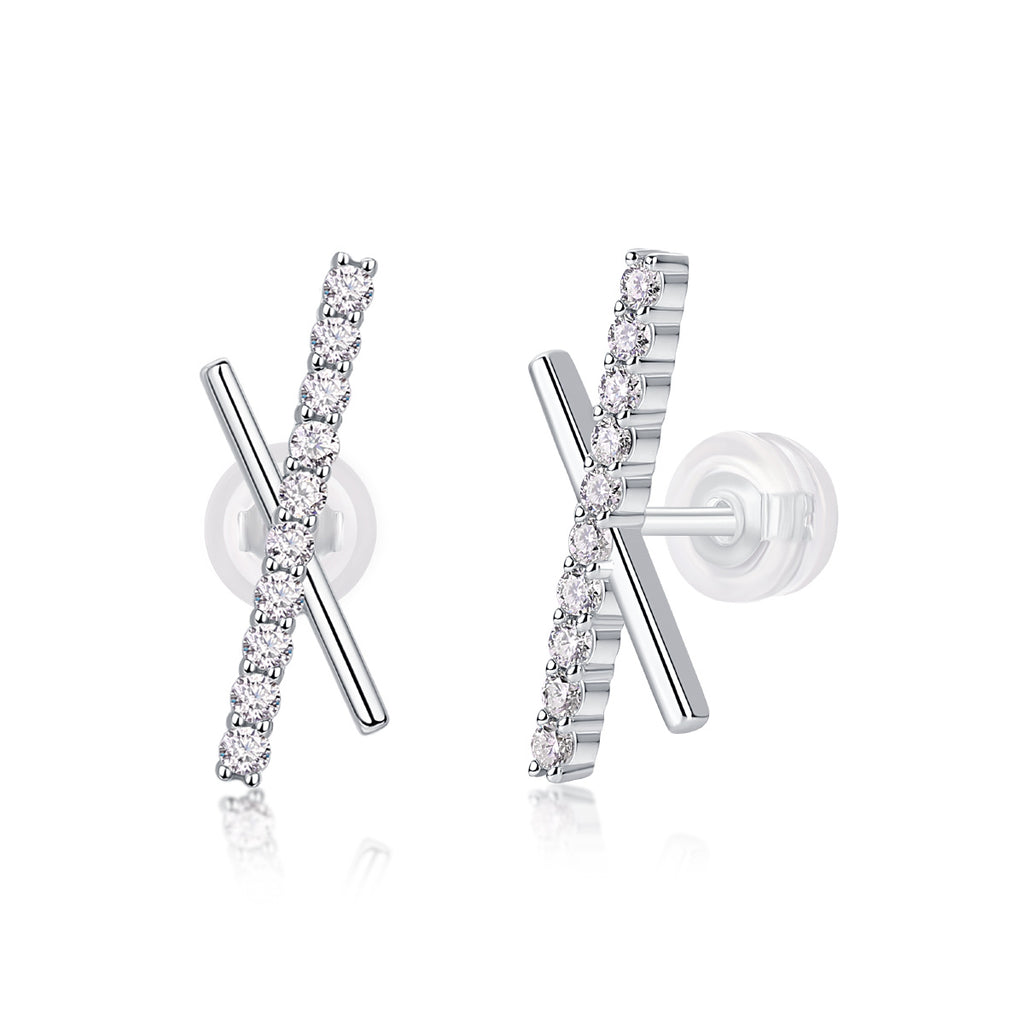 Brilliant Charm – Moissanite Silver Stud Earrings