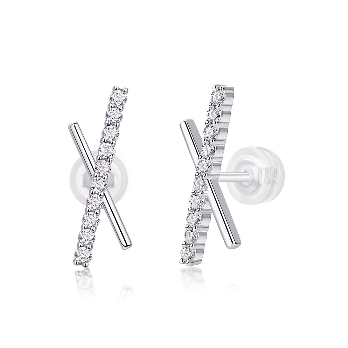 Brilliant Charm – Moissanite Silver Stud Earrings