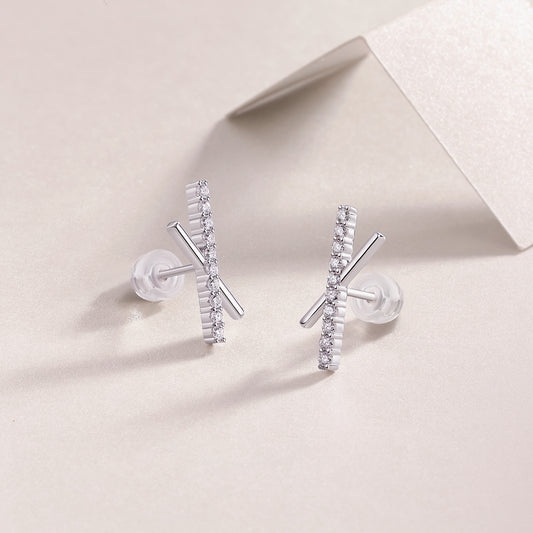 Brilliant Charm – Moissanite Silver Stud Earrings