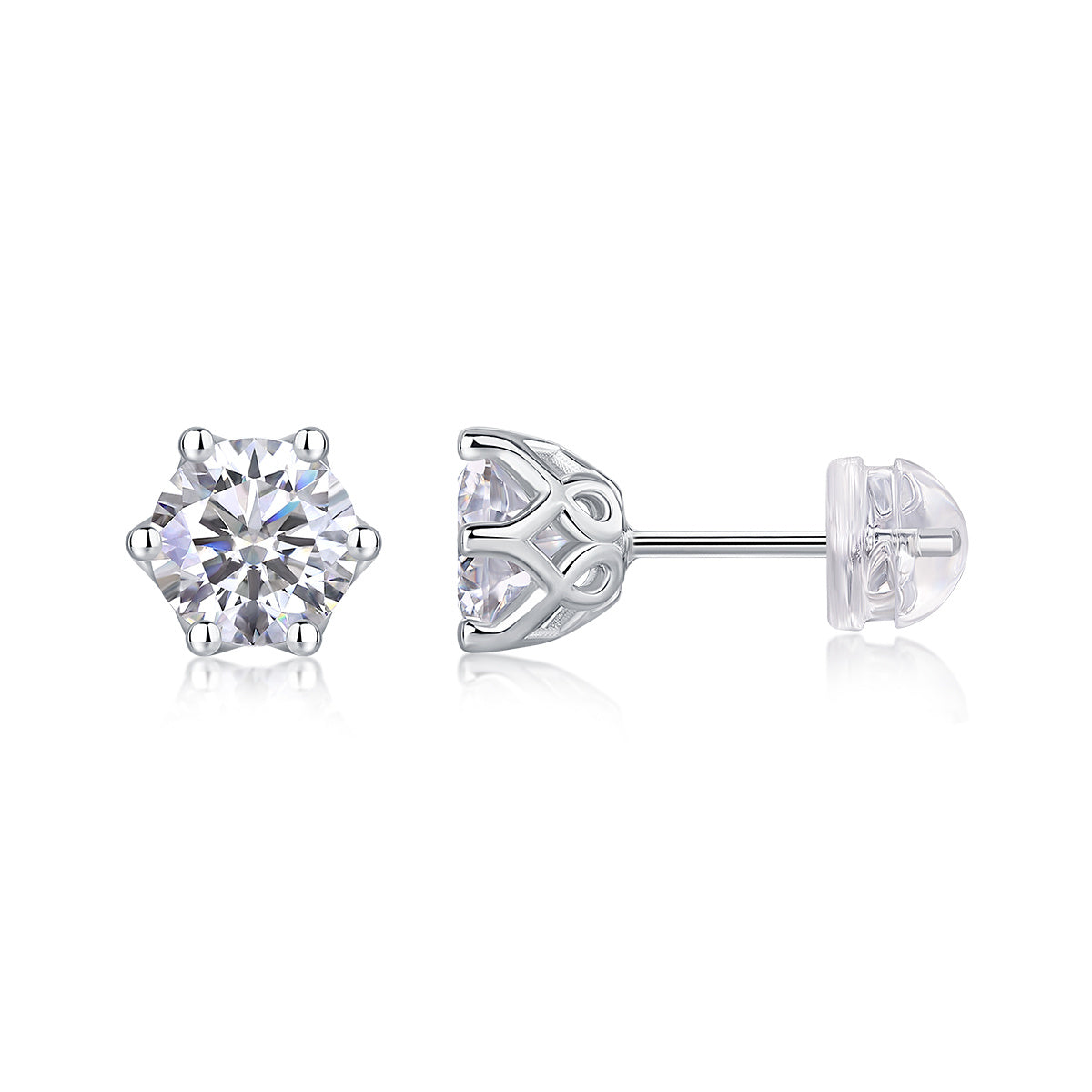 Blossom Radiance – Moissanite Silver Stud Earrings