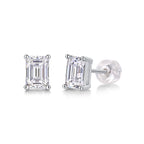 Radiant Pillar – Moissanite Silver Stud Earrings