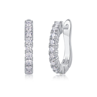 Radiant Compass – Moissanite Silver Stud Earrings