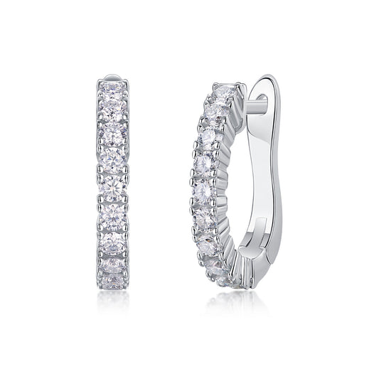 Radiant Compass – Moissanite Silver Stud Earrings