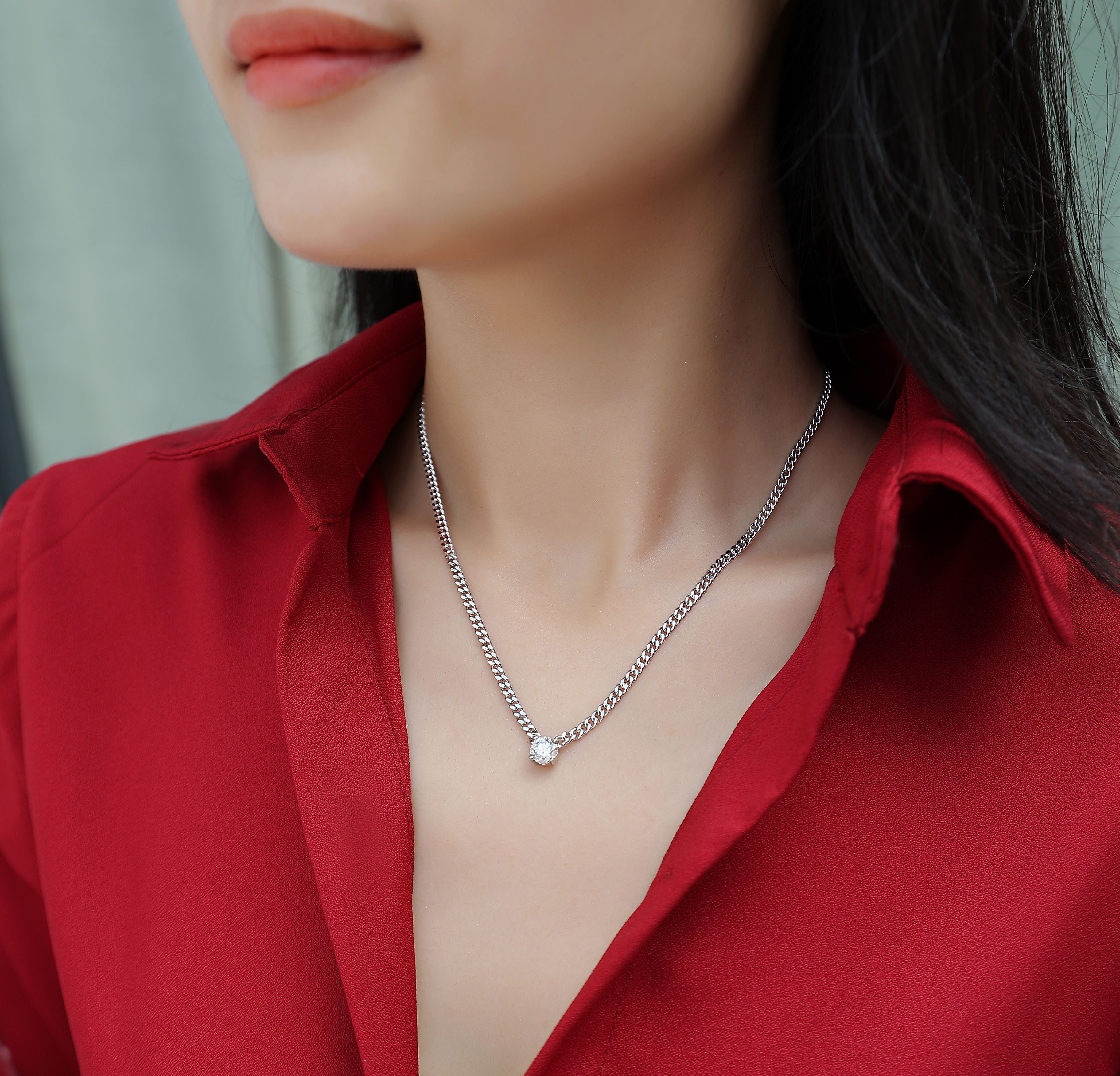 Golden Horizon – Moissanite Silver Cuban Necklace