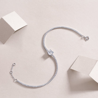 Morning Mist – Silver Moissanite Beaded Bracelet