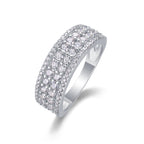 Starlit Harmony – Multi-Row Moissanite Silver Ring