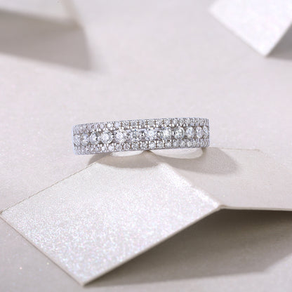 Radiant Waves – Multi-Row Moissanite Silver Ring