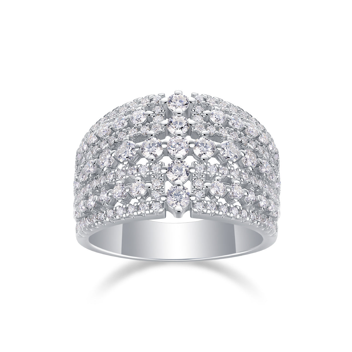 Radiant Cascade – Moissanite Silver Ring