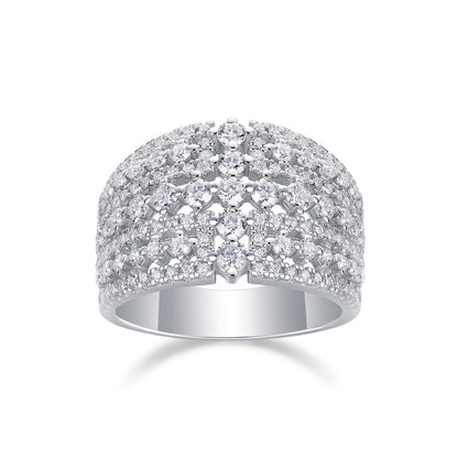 Radiant Cascade – Moissanite Silver Ring