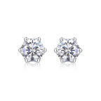 Blossom Radiance – Moissanite Silver Stud Earrings