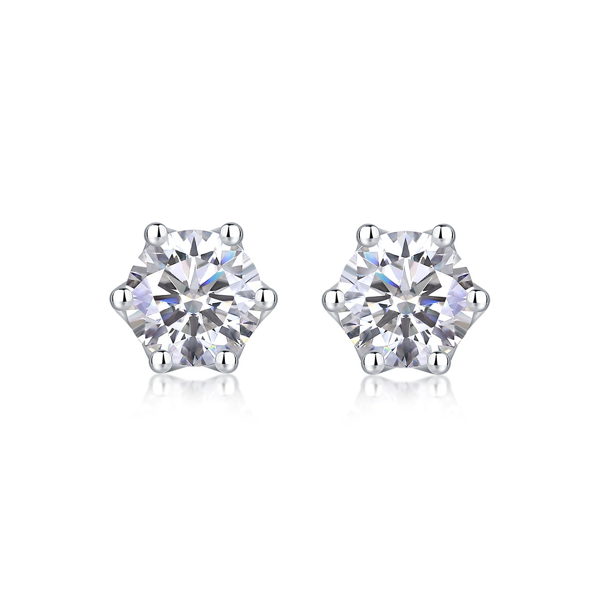 Blossom Radiance – Moissanite Silver Stud Earrings