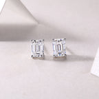 Radiant Pillar – Moissanite Silver Stud Earrings