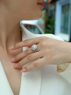 Sunflower  - Moissanite Silver Ring