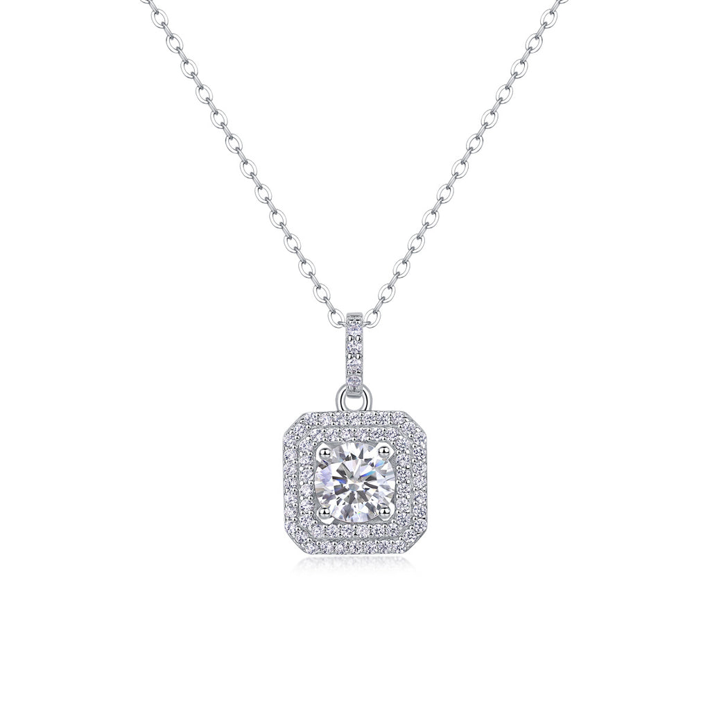 Sugar Diamond - A Fashionable And Luxurious Diamond Jewelry Piece Set With 1-carat Moissanite S925 Sterling Silver And Platinum-plated Pendant