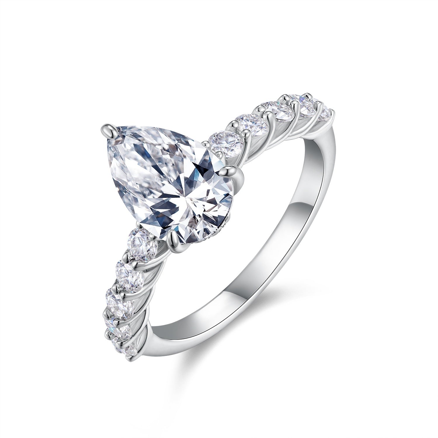 Lunar Tear – Silver Moissanite Ring